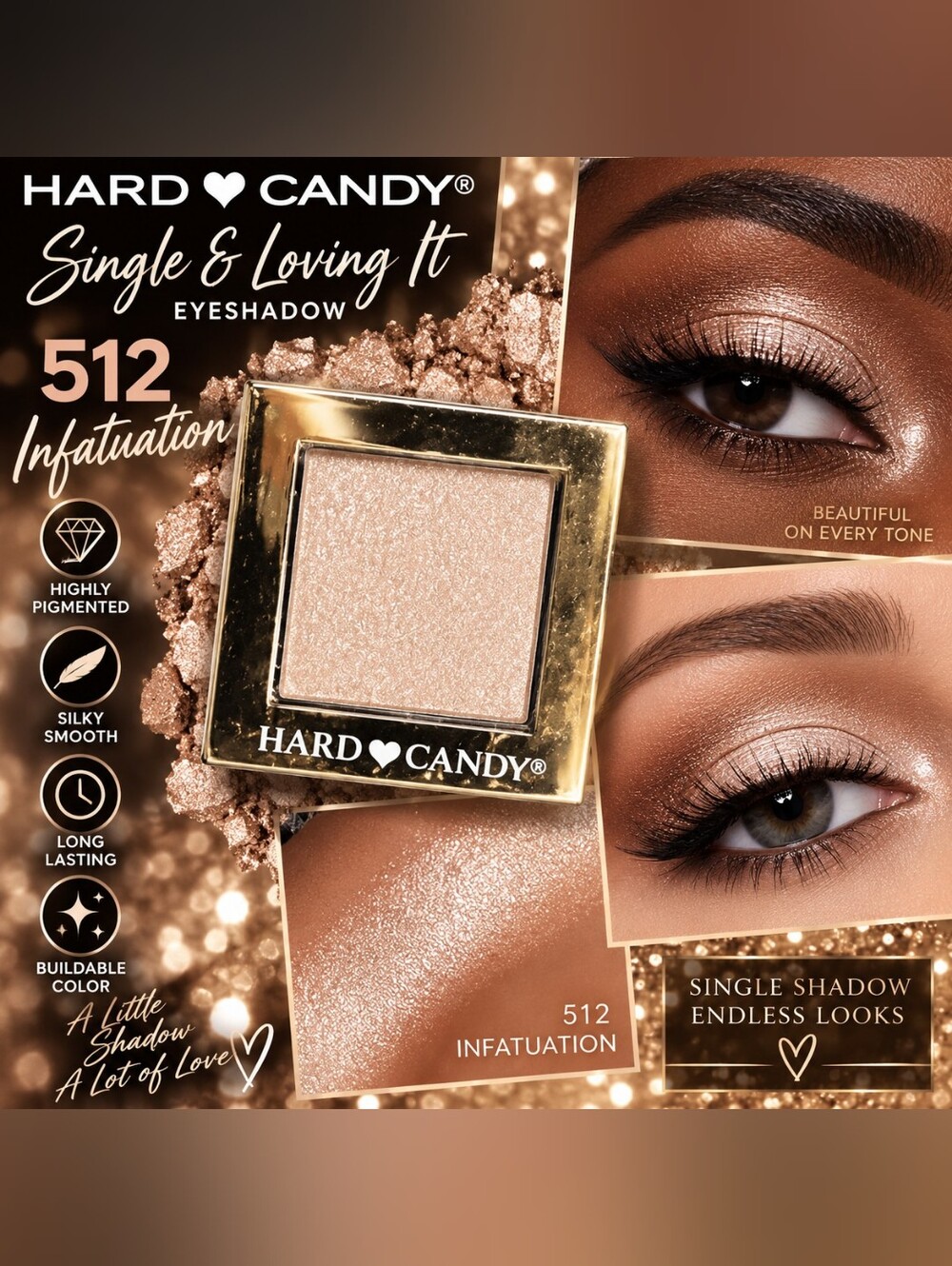 Hard Candy 512 Infatuation Shimmery Champagne Pink Eyeshadow